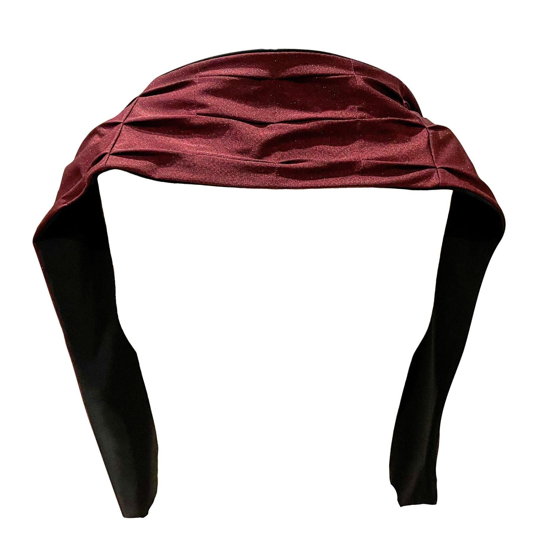 UPF50+ sun protective scarf shown in Burgundy Red Sparkle with Black