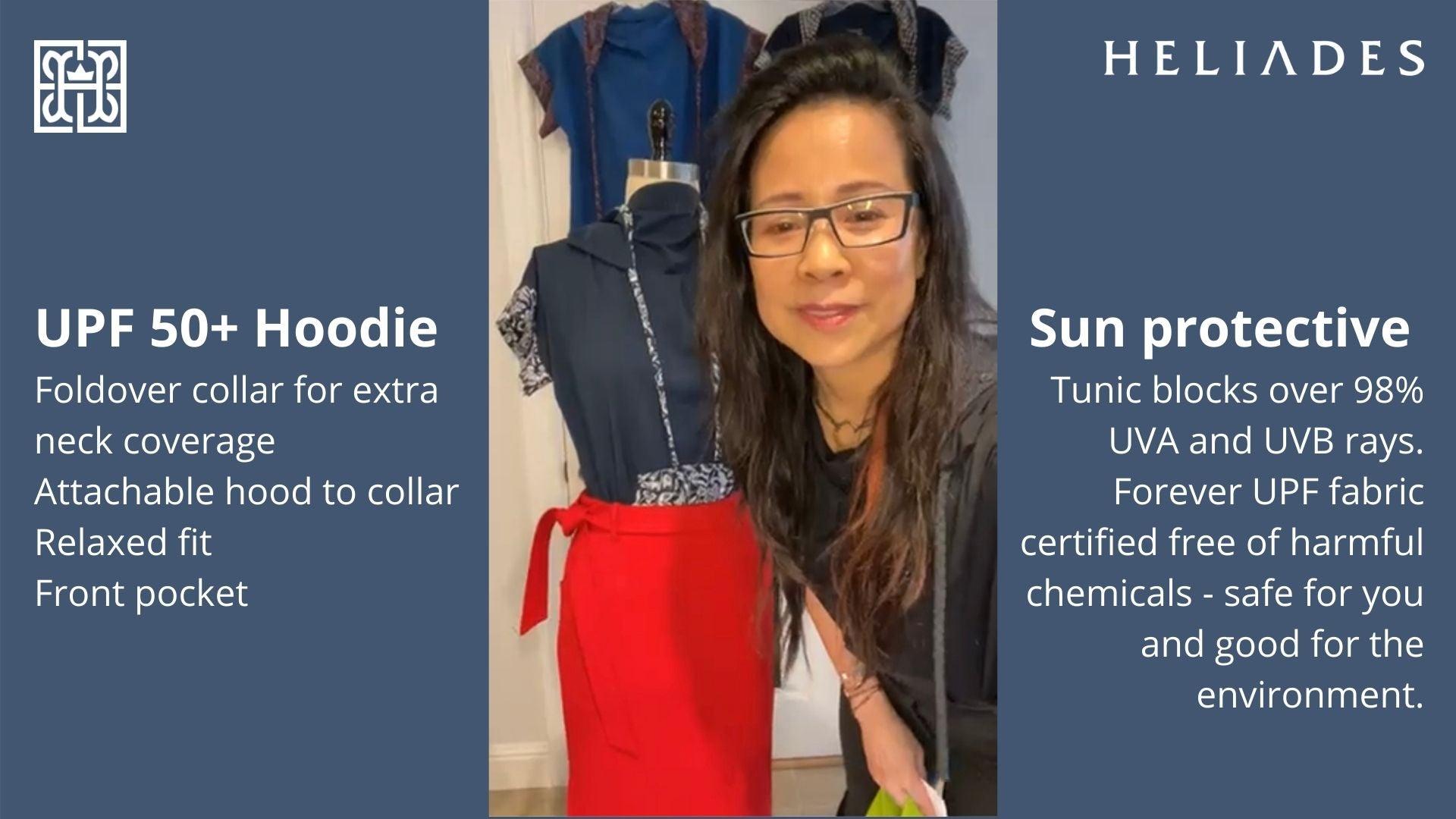 A versatile sun protective UPF 50+ Hoodie Tunic - HELIADES UPF Street Clothing