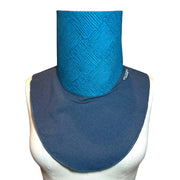 Best neck sun protection with stylish, effective UPF: The fashion Sun Dickey shown on mannequin in charcoal gray melange with blue and teal detailed chenille basketweave print.