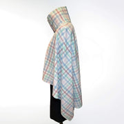 Side view of the Pastel Plaid UV Protection Shawl in lightweight pastel plaid fabric, shown on mannequin for breathable UPF 50+ sun coverage.