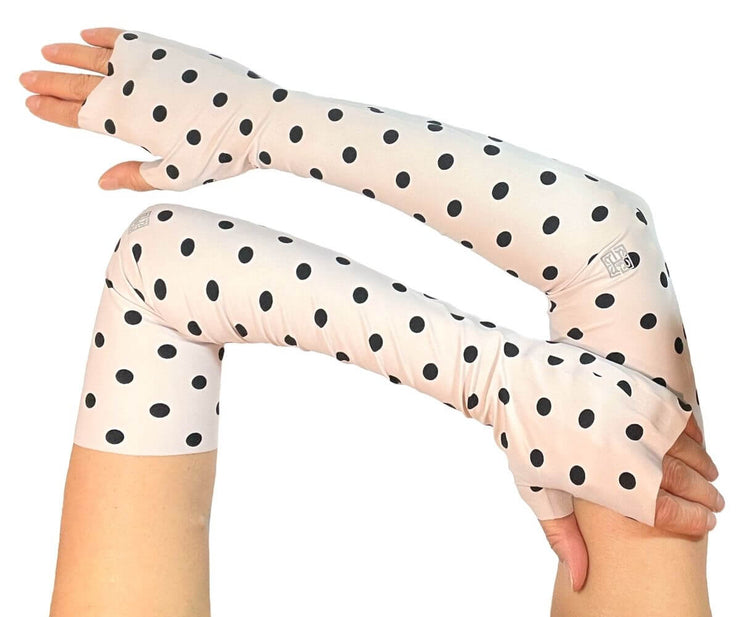 Best Sun Protective Sleeves UPF 50+ Long UV Gloves in Pink Polka Dot Medium