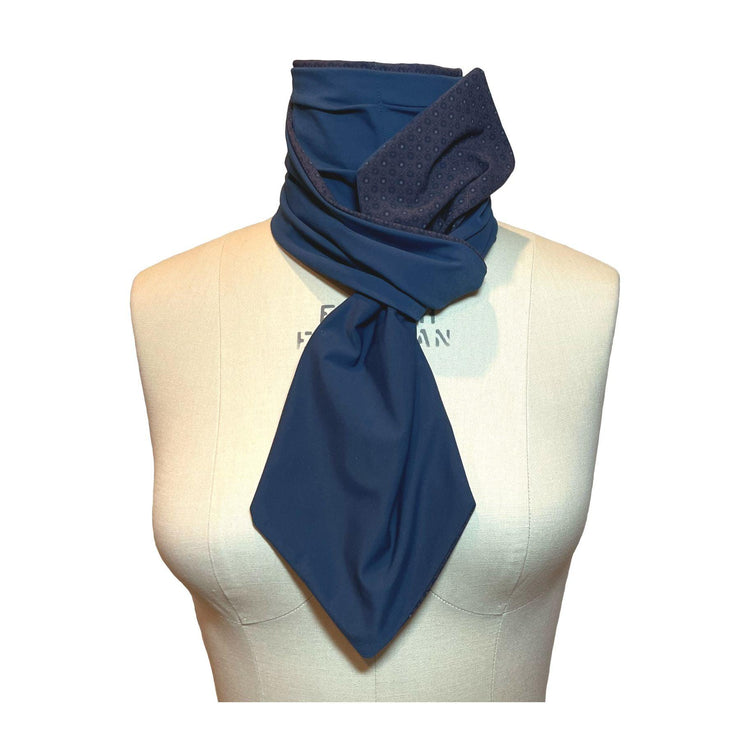 Long silk scarf for men. Elegant navy blue print